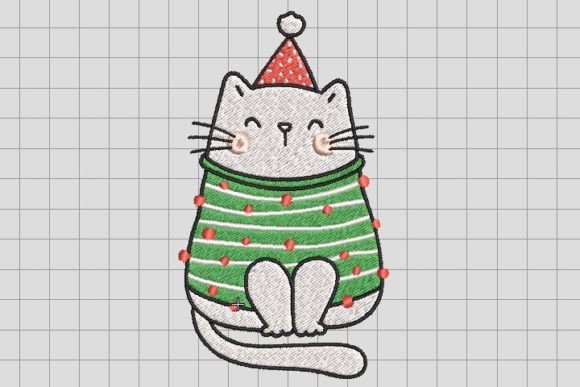 Cute Cat Wear Green Shirt Embroidery File Review