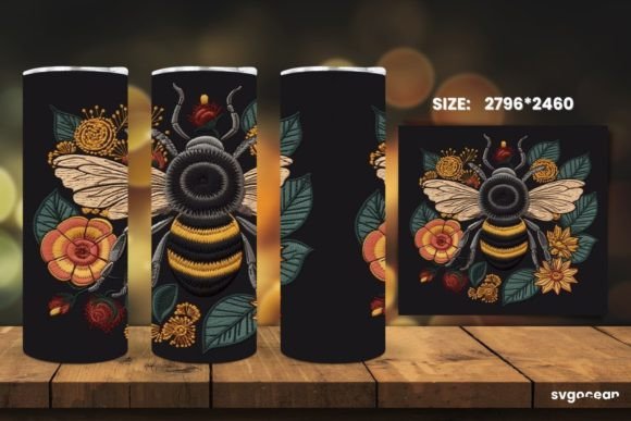 Embroidery Bee Tumbler Wrap 20 Oz Sublimation