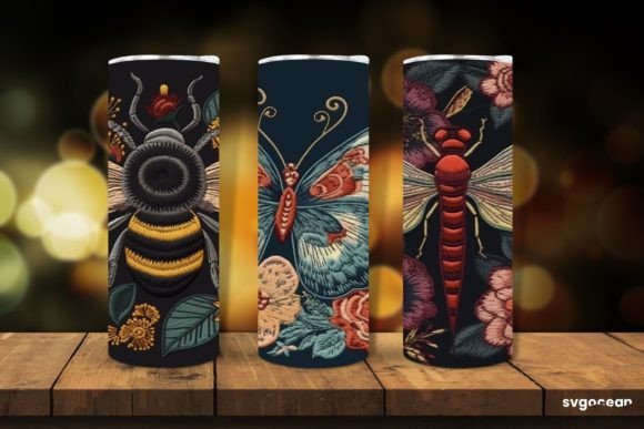Embroidery Insects Tumbler Wrap – A Stylish Design for Creative Sellers