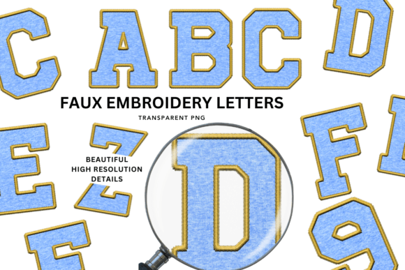 Faux Embroidery Blue Jersey Alphabet PNG Review for Seasonal Projects